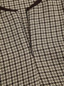 Sweetra Plus Size Elegant Casual Plaid Square Collar Bowknot Waist Dress - Coffee Brown - View 7