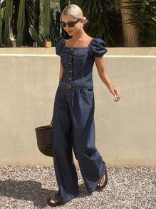 DAZY 女士牛仔两件套服装 - 藍色 - 查看 3