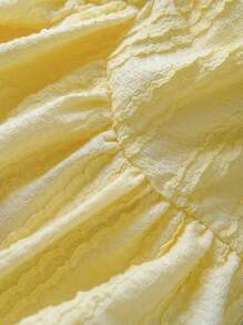 CosyJoli Plus Size Casual Minimalist Keyhole Neck Cap Sleeve Yellow Women T-Shirt Top