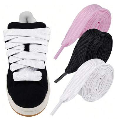 1 par de cordones planos extra anchos y gruesos (120 cm / 47 in), cordones de repuesto para zapatos deportivos, cinturones, zapatos y accesorios para botas