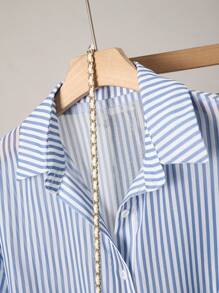 Franclia Chemise simple transparente de base à col - Bleu et Blanc - Voir 3
