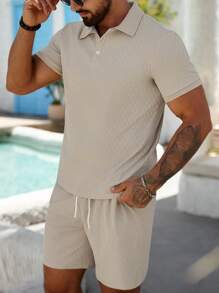 Manfinity Homme 1 Zestaw Męski Jednolity Kolor Krótki Rękaw Polo Koszulka I Sznurek W Pasie Kieszenie Spodenki 2 Części Zestaw Dla Mężczyzn Lato Mężczyźni Dwuczęściowy Casual Krótkie Zestawy 2 Części Letni Zestaw Mężczyźni Mężczyźni 2 Części Zestaw Lato Dwuczęściowy Zestaw Mężczyźni Lato