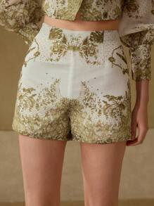 MOTF PREMIUM FLORAL PRINT ZIPPER SHORTS
