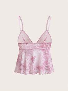 SHEIN ICON Summer Holiday Casual Butterfly Print Strap Top - Dusty Pink - View 2