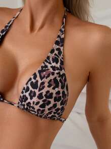 Swim Vcay 女士性感豹纹露背系带比基尼套装，夏日海滩 - 彩色 - 查看 4