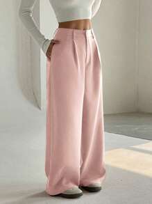 SHEIN PETITE Pantaloni morbidi e ampi di alta gamma con design vintage alla moda e di per il 2025