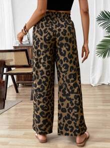 Calvaya Leopard Print Wide Leg Pants, Fashionable For Summer Fall Cloth For Women - Multicolor - View 2