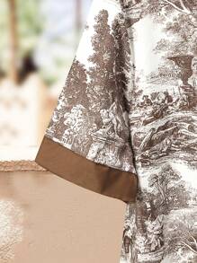 Lacomfia Camisa holgada de manga corta con estampado integral, talla grande, informal, para primavera/verano - Multicolor - Ver 3