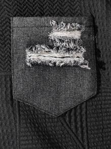 2pcs Youth (Boys) Casual, Vacation, Fashion, Street, Minimalist, Daily Wear Short Sleeve T-Shirt & Denim Shorts Set - Black - View 6