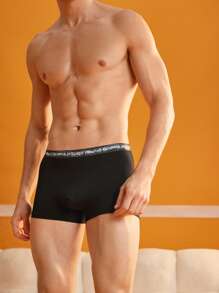 4 Pack Men's Letter Waistband Faux Craft Design Briefs