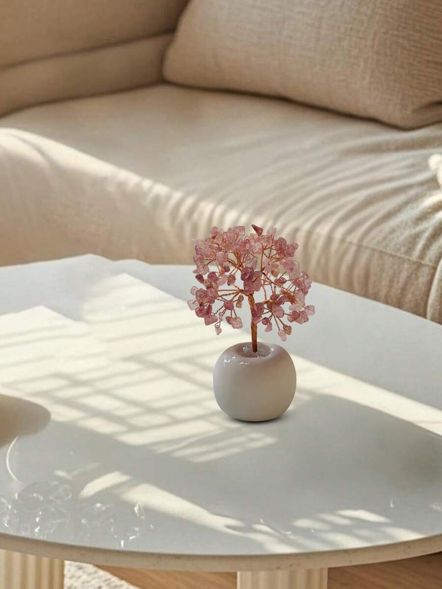 Mini Crystal Tree Ornament, Christmas Table Decor Gift,Home Decor,Kitchen Decor,Room Decor,Party Decor,Decorative Crafts,Desk Ornaments,Table Decorative Ornaments,Party Gift Decorations,Christmas Decorations,Christmas Gift. - Pink - View 1