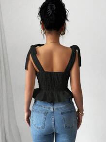 Elenzga White Jacquard Cropped Square Neck Top With Tying Strings