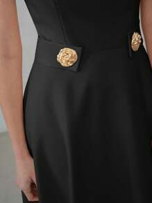 MOTF PREMIUM SQUARE NECK ZIPPER DRESS