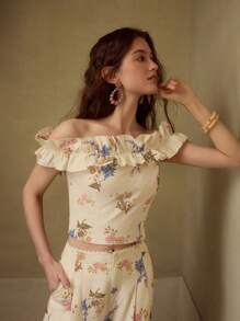 MOTF PREMIUM LINEN FLORAL PRINTED BLOUSE