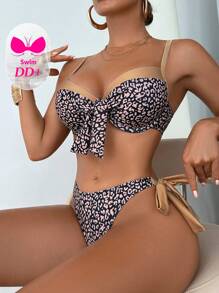 Swim DD+ 女士豹纹性感比基尼套装，适合海滩度假