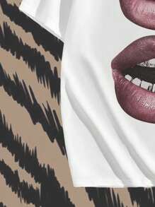 Manfinity ZONE917 Men's Fashionable Street Style Sexy Lip Print T-Shirt, Summer