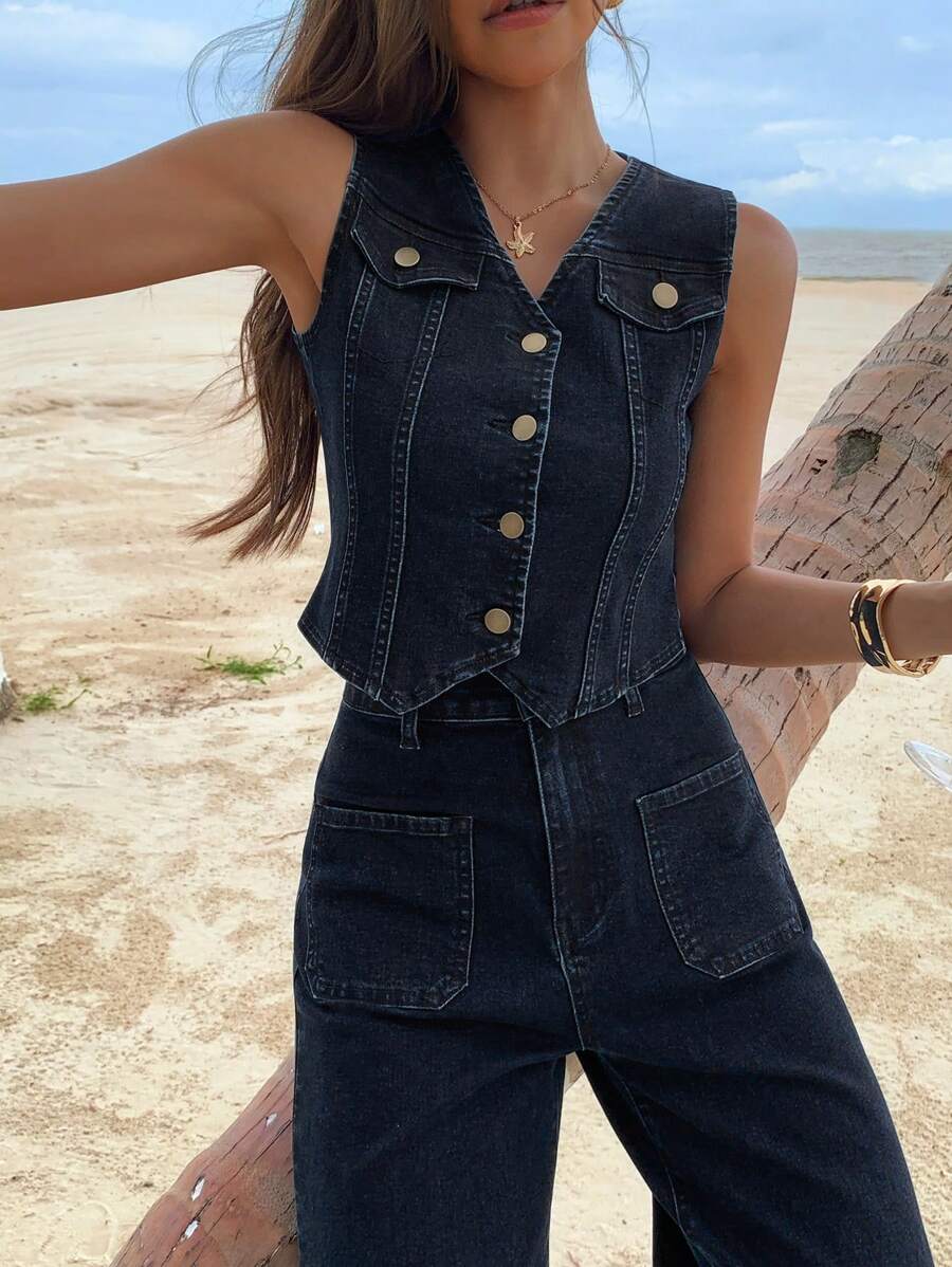 DAZY Women Denim Two Pieces Outfits - Blue - View 1