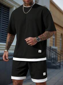 Manfinity CasualCool Men's Casual Crew Neck Short Sleeve T-Shirt Set, Summer Mens 2 Pieces Outfits Summer Mens Two Pieces Outfits Men Two Pieces Outfits Short Set Men Two Pieces Short Sets Mens 2 Pieces Outfits Short Set