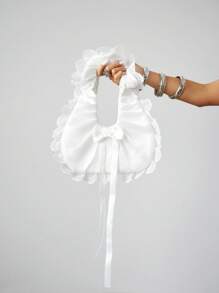 ROMWE Kawaii 日常时尚蕾丝荷叶边蝴蝶结手提包