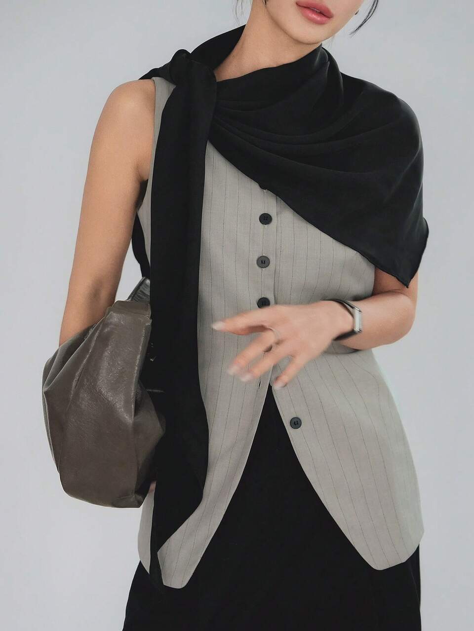 1pc Women's Satin Plain Elegant Shawl Tie Waist Belt, Casual Business Commuter Date Outfit