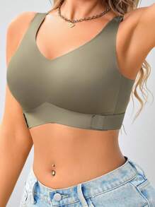 NudeFit 1 pieza Sujetador bandeau sin acolchado, elegante, transpirable y cómodo con espalda cruzada para mujer