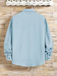 Manfinity Homme Camisa de manga larga de unicolor informal para hombre, primavera/otoño