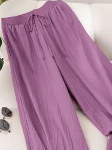 CosyJoli Quần dài công sở mùa xuân hè cỡ lớn cho nữ, phong cách ngày lễ tình nhân, đi làm, đi biển, quần dài thanh lịch, quần dài có túi, quần dài đi biển, quần mùa hè cho sinh viên đại học màu hoa oải hương - Màu Lilac Tím - Xem 3