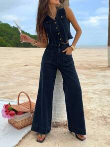 DAZY Women Denim Two Pieces Outfits - Blue - View 6
