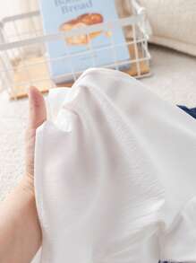SHEIN 4 件套男婴可爱百搭休闲白衬衫、条纹短裤、海军蓝披肩（配腰带），适合生日派对、晚会、表演、婚礼、满月庆祝、洗礼和 1 岁生日活动、迎婴派对 - 彩色 - 查看 10