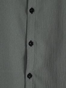 Manfinity Homme 2pcs Men's Casual Solid Color Short Sleeve Shirt And Pants Set, Cozy Outfits - Dark Grey - View 4