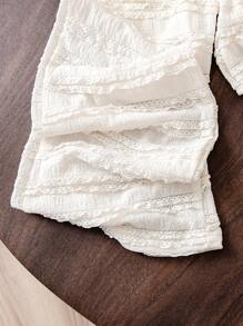 Tween Girls Apricot Plain Fabric Elegant Lotus Ruffle Long Pants - Apricot - View 7