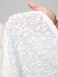 SHEIN ICON Plus Size Solid Square Neck Mini Y2K Style Casual Dress, White, Suitable For Summer Vacation, Graduation Season, Back To School Clothes - White - View 8