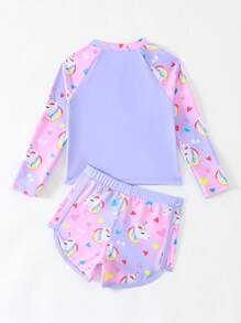 Young Girls Camisole Bikini, Printed Random Floral Two-Piece Swimsuit Swim Suit For Girls Long Sleeve Girls Swimwear Long Sleeve Kids Swimsuit Long Sleeve Girls Long Sleeve Swim Suits Long Sleeve Girls Swimsuit Girl Baby Sunicorn Rash Guard Swimsuits 2 Pieces Bathing Suit UPF 50+ Summer Swimwear Size 4-8Y - Multicolor - View 2