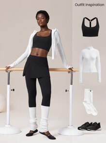 GLOWMODE 24" FeatherFit™ Skirting Around 2-in-1 Skirted Leggings With Pocket - Black - View 6