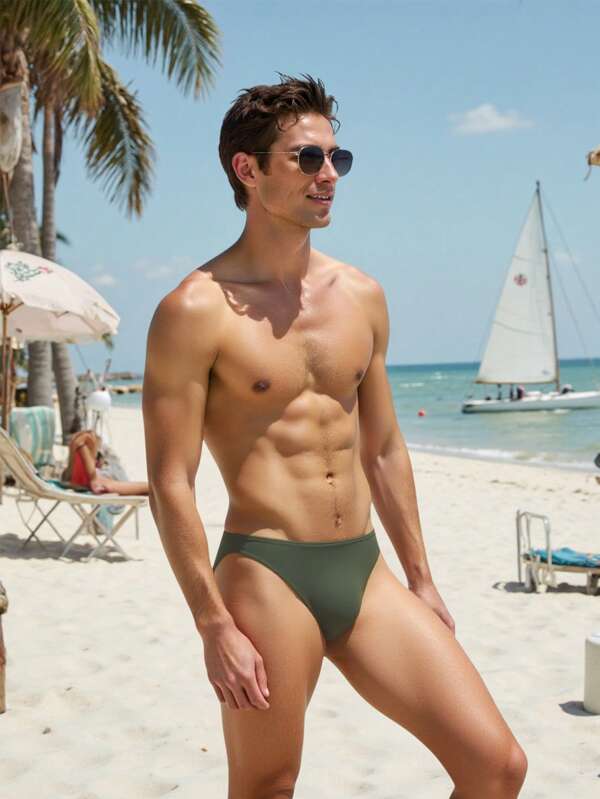 Manfinity VDAYZ Slips de bain de plage décontractés de couleur unie pour hommes