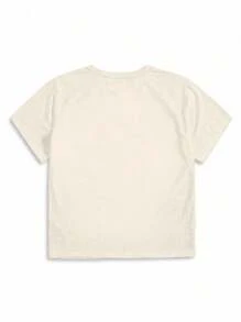 Women's Fitted T-Shirt With Casual Fox Floral Print Design, For Summer - Apricot - View 2