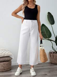 SHEIN Pantalones capri blancos slim fit para maternidad