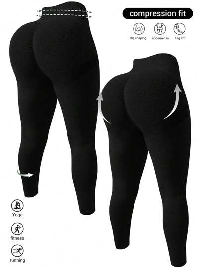 Easithlete Plus Size Seamless Slimming Sports Yoga Pants 2pieces