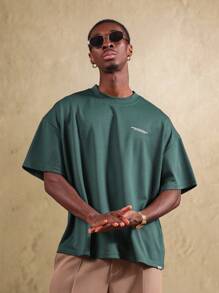 SUMWON Tokyo Collection Oversized T-Shirt Urban Streetwear Japanese Back Print Casual Summer Athletic Boxy Fit Short Sleeve Top - Green - View 5