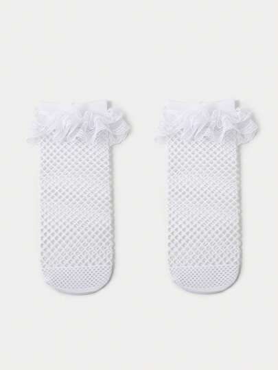 Kawaii Calcetines altos hasta la rodilla con adorno de encaje elegante y a la moda para mujeres