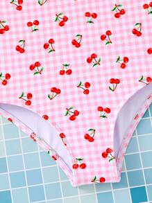 Emery Rose Kids Emery Rose Kids 樱桃图案少女连体泳衣 - 粉色 - 查看 3