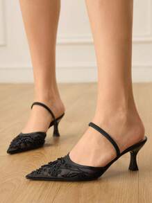 CUCCOO HITCHD Sandale de petrecere cu toc înalt, la modă, negre, florale, elegante