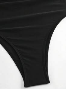 Swim Oasis 2件套/组 2025新款夏季女士纯色连体泳衣搭配随机印花雪纺长裙，沙滩度假休闲套装 - 黑色 - 查看 7