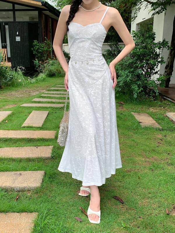 Celisse Women's Solid Color Delicate Lace Fabric Lining A-Line Waist Elegant Daily Commuting Slip Dress