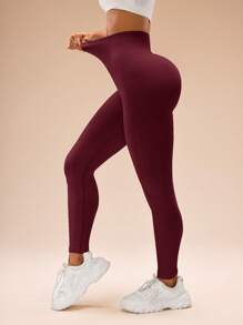 Easithlete 2 pièces Leggings de yoga taille haute de couleur unie, lot de 2 pantalons de yoga