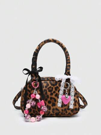 Bolso de mano mini con estilo de ballet, decorado con perla de cereza y moño para mujeres