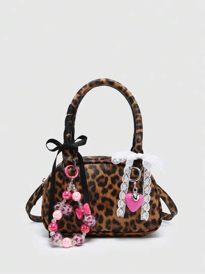 Damen süße Mini-Handtasche im Ballettsstil mit Kirschperle und Schleifen-Dekor