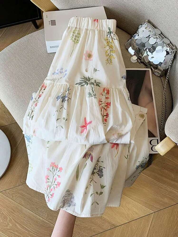 Nuova gonna con design floreale fresco per le donne, abbigliamento autunnale per le donne - Multicolore - Visualizzare 1