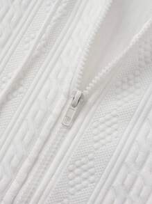 Manfinity Homme Plus Size Men's Solid Color Pocket Zipper Hoodie Sweatshirt, Fall