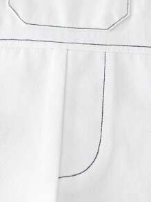 SHEIN Infant Boys' Casual Chic Plain White Cargo Romper, Minimalist Style, Comfortable & Versatile For Outings And Daily Wear, Suitable For Spring/Summer - White - View 4